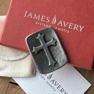 James Avery Cross Pocket Piece Amulet 1.4 Inch 925 Sterling 24.1g Box Rare